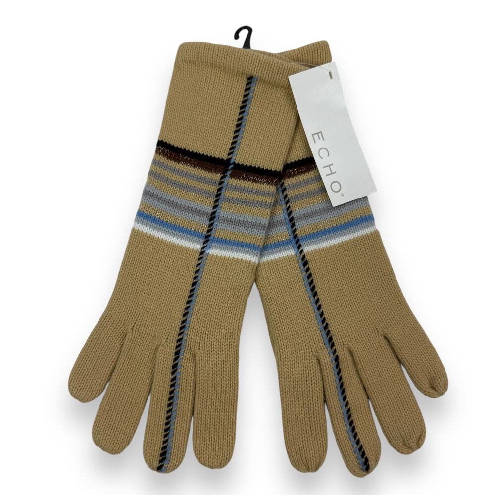 Brand new ECHO beige baby blue metallic gold gloves